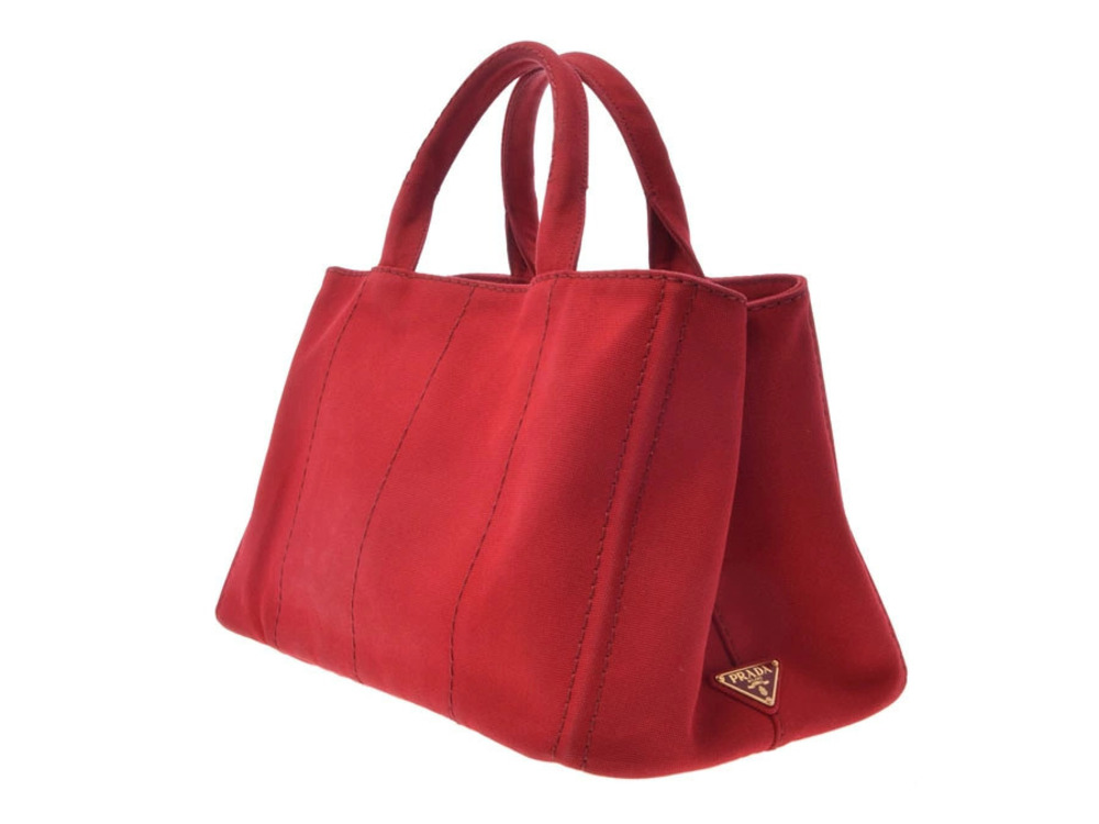 Prada red canvas bag strap tote Canapa Red